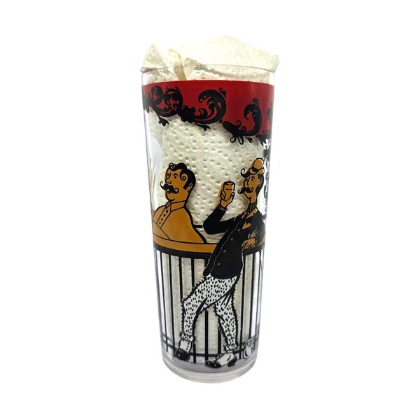 Hazel Atlas Gay 90s Saloon Bar Tumbler Red & Black 12 Oz Retro Glassware Vintage - Picture 2 of 9